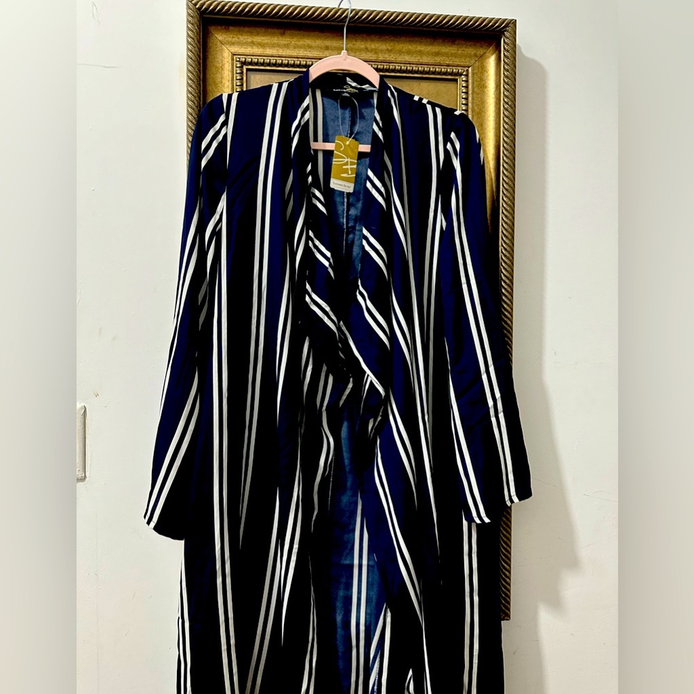 Stripe navy blue & white Caridgan by Suzanne Betro